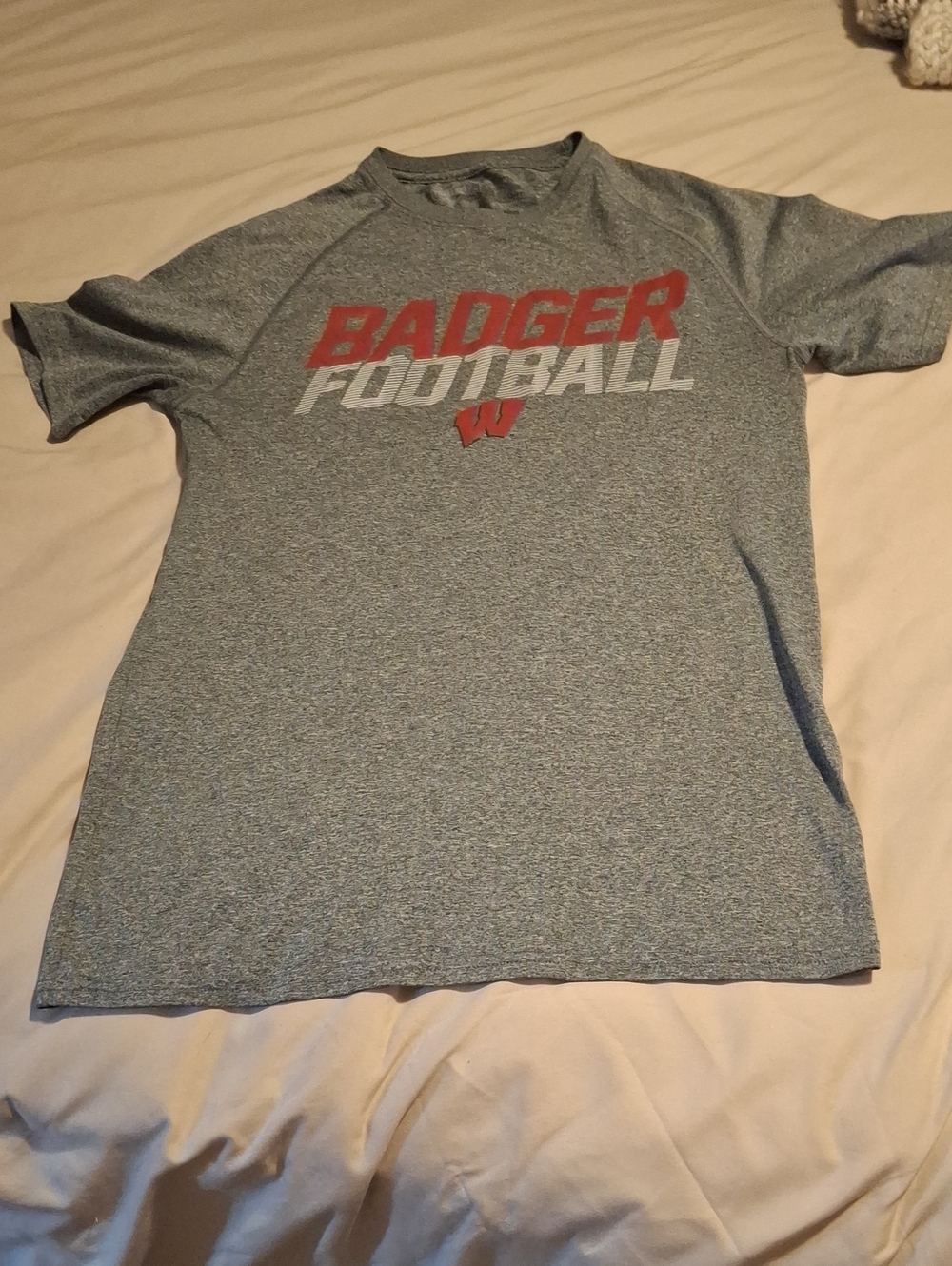Men's Badger Football Gray Athletic Tee